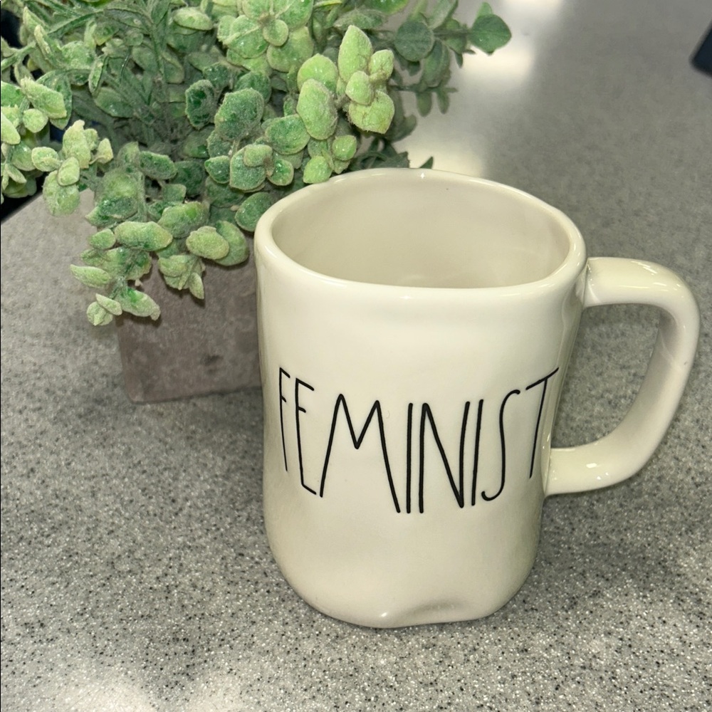 FEMINIST Rae Dunn Cream Mug with Feminist Design